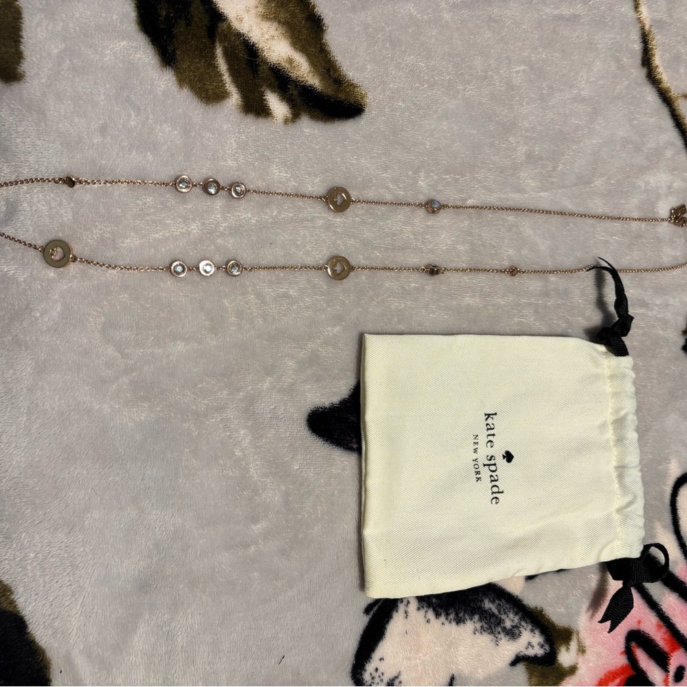 kate spade Rose Gold Double Layer Station Necklace with Crystal Accents